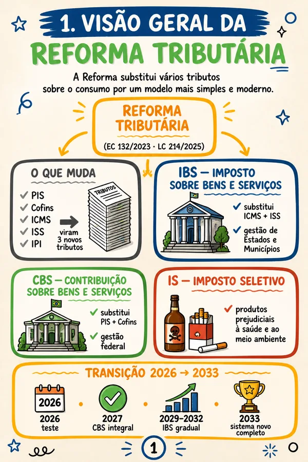 Página do guia com a visão geral da Reforma Tributária